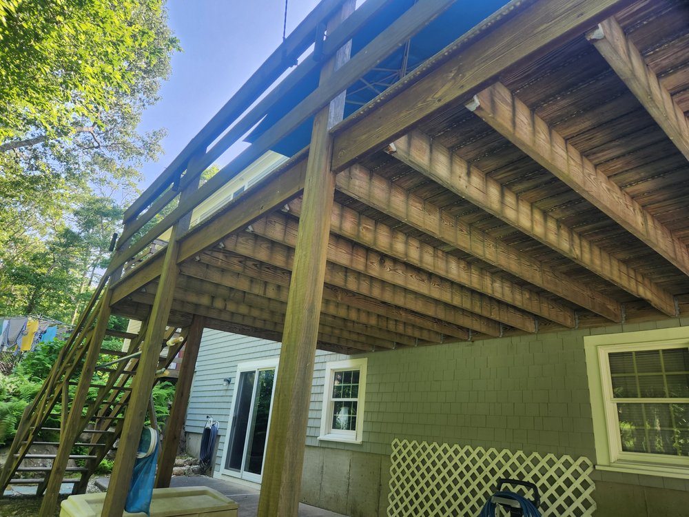 old deck framing and railing